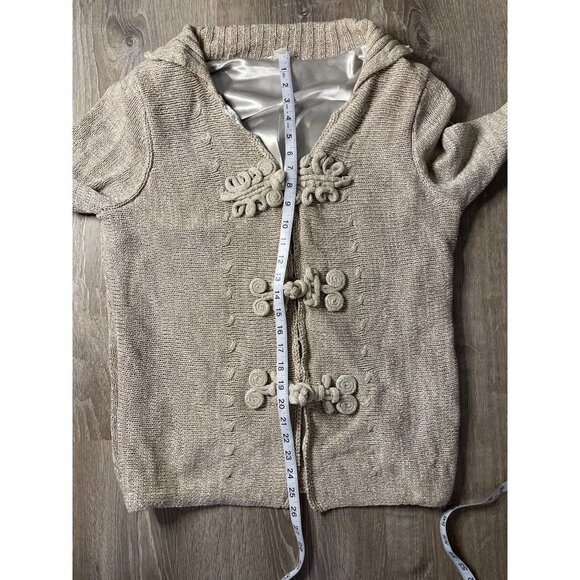 Coldwater Creek Brown Knotted Satin Lined Hook and Loop Cardigan Sweater - Picture 9 of 10